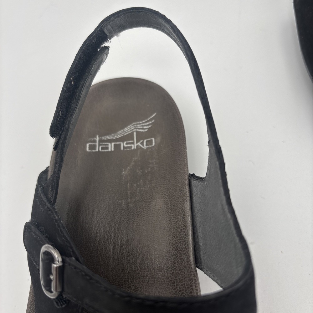 Dansko Sandals Womens Tricia Milled Burnished Wedge Black Comfort 38 - Picture 3 of 14
